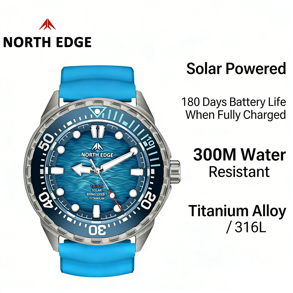 Solar Powered Watch - 2026 New NORTH EDGE TRITON Solar