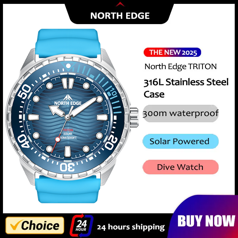 Solar Powered Watch - NORTH EDGE 2025 New TRITON Solar