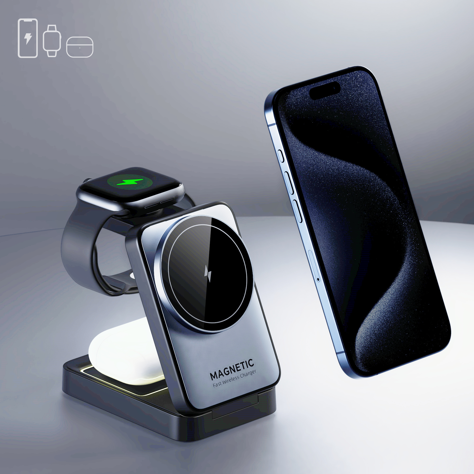 Smartwatch Apple Watch - Folding 3 in 1 Magnetic Wireless