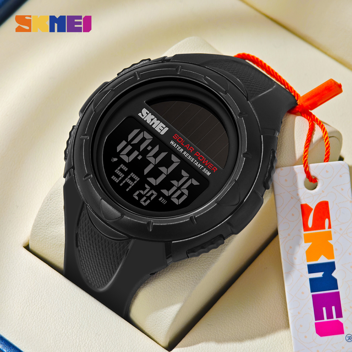 Solar Powered Watch - SKMEI Sport Digital Wristwatches Mens Luminous
