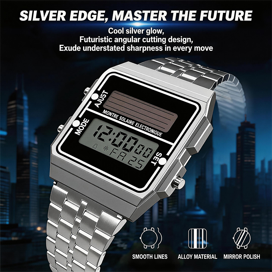 Retro Silver Metal Square Sola - Solar Powered Watch recensione e prezzo