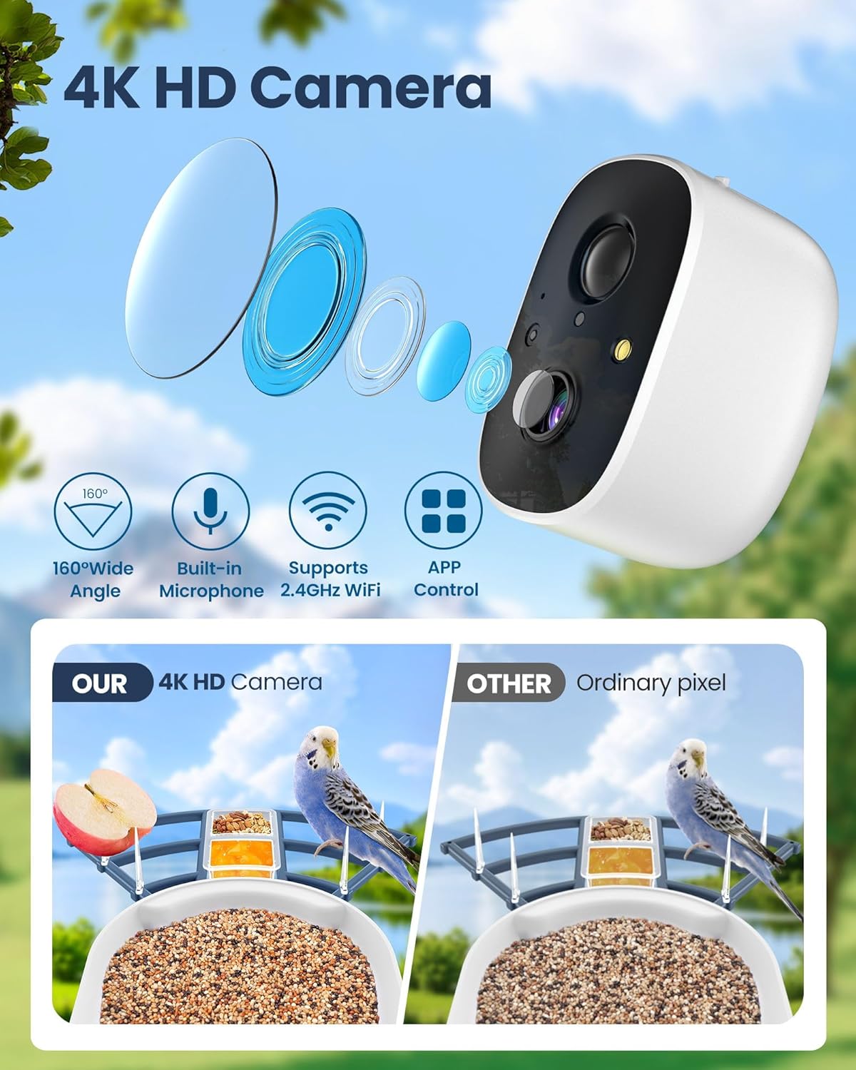 Smart Bird Feeder with Camera, - Solar Powered Watch recensione e prezzo