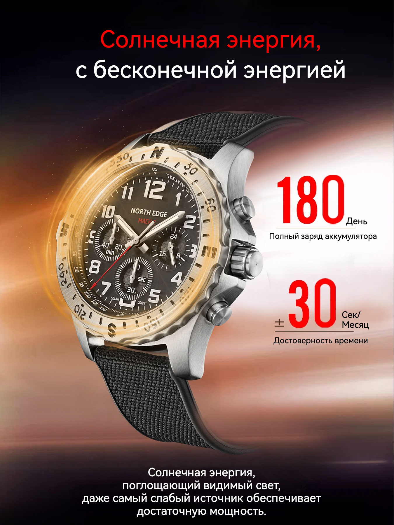 NORTH EDGE 2024 MACH 2 Men's W - Solar Powered Watch recensione e prezzo