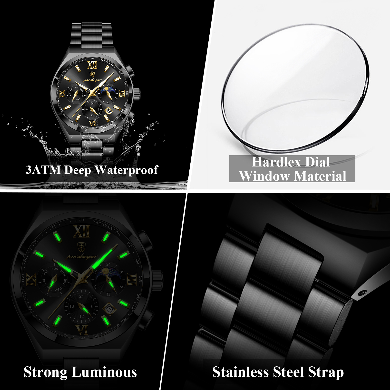 POEDAGAR Fashion Luxury Man Wr - Watches Not Smartwatch recensione e prezzo