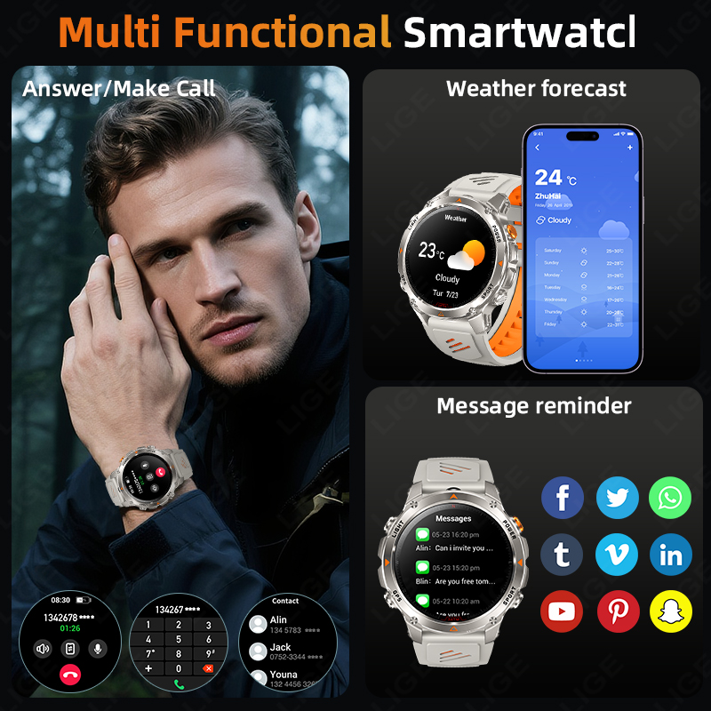 LIGE Rugged GPS Track Smart Wa - Smartwatch Sports Watches For Men recensione e prezzo